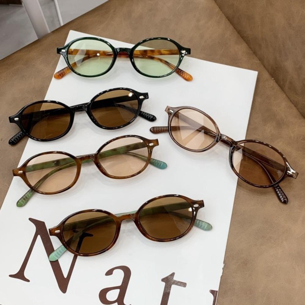 Y2K Retro Oval Frame Sunglasses Sweet Cool Girls Black White Eye Glasses Vintage Simple Women Plain Glasses Eyewear