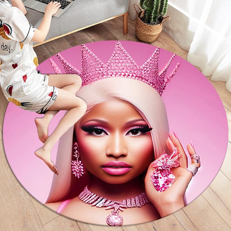 Nicki Minaj Round Area Rug,Carpet Rug for Living Room Bedroom Sofa Playroom Decor,Non-slip Floor Mat