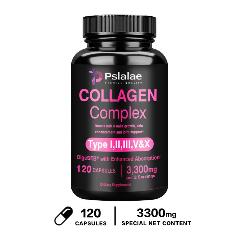 Premium Compound Collagen Capsules, Containing Hydrolyzed Collagen Peptide Extract, 3300 Mg, Suitable for Adults.
