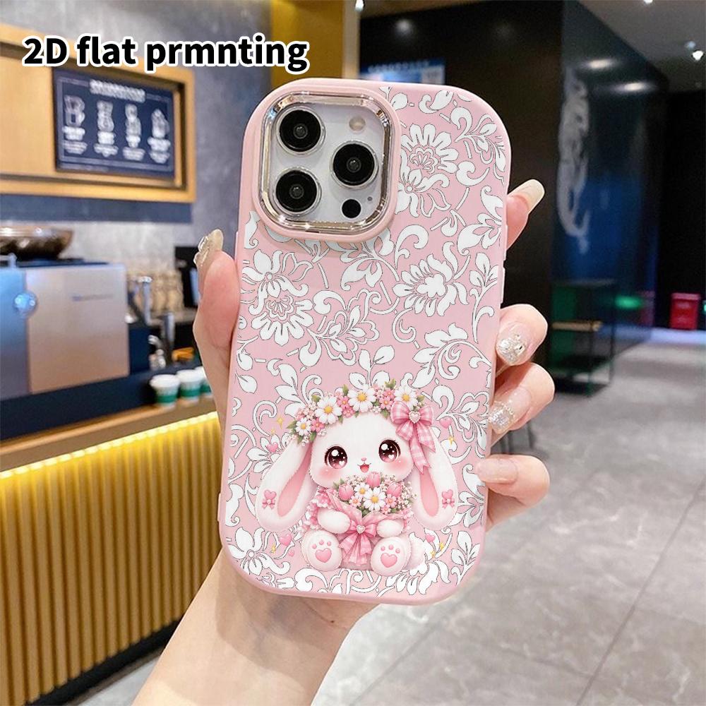 Phone Case: 2D Flat Design Suitable for iPhone 18 17 16 15 14 13 Pro, Couple Style, Cute Droopy-eared Rabbit, Christmas and Halloween Gift