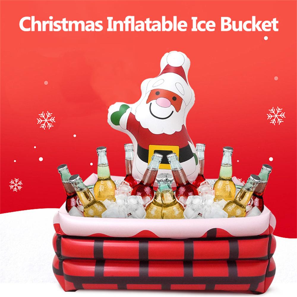 Pvc Inflatable Ice Bucket Christmas Decor Drink Cooler Multi-Functional Candy Container Pool Party Birthday Christmas Decor