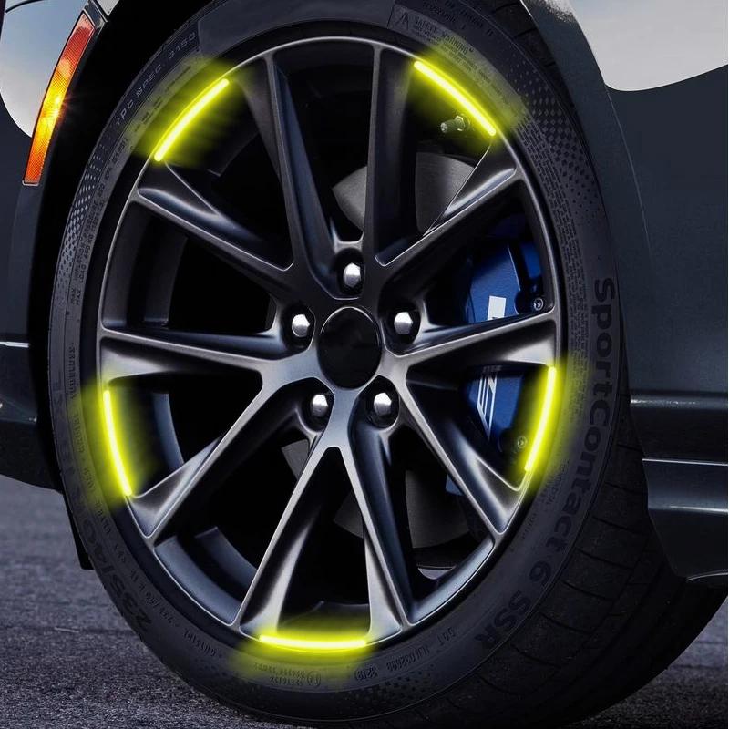 Car Wheel Hub Sticker Reflective Stripe Tape Night Driving Safety Luminous Sticker For Nissan Qashqai X J10 J11 Tiida Juke Teana