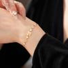 Elegant Gold Plated Cats Eye Stone Flower Bracelet Women Delicate Floral Design Luxury Minimalist Jewelry