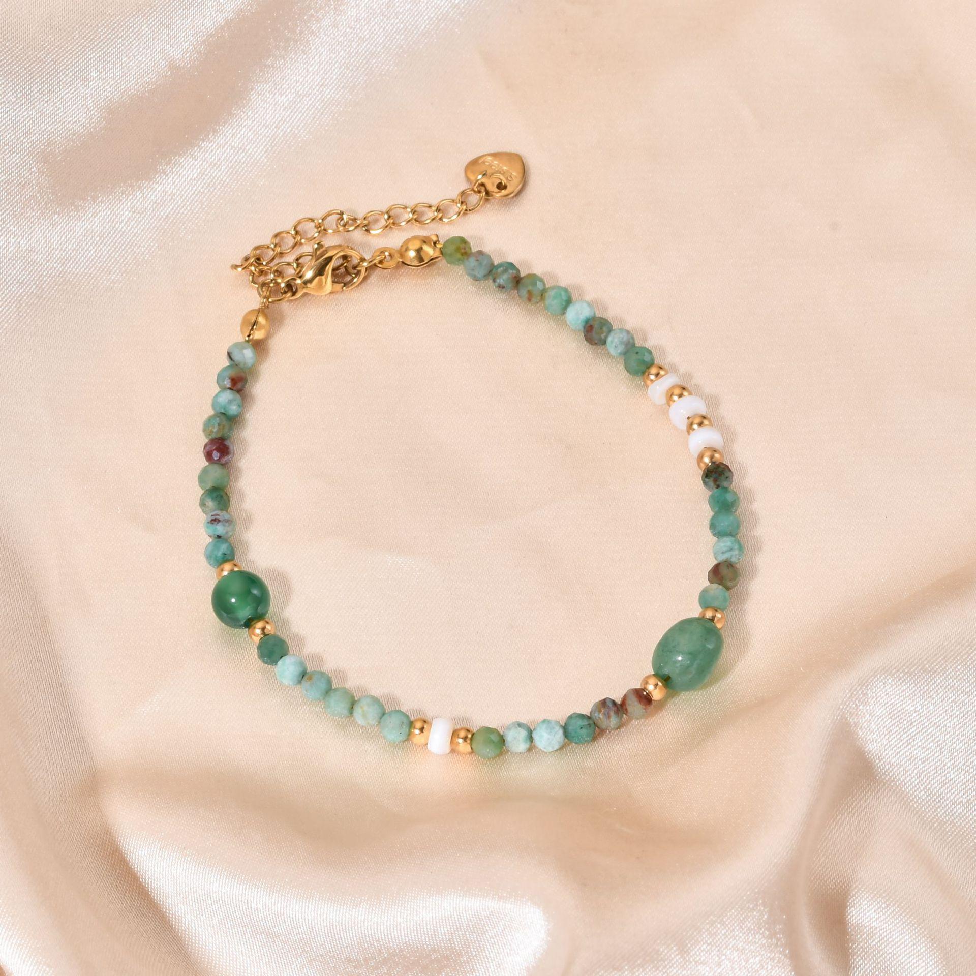 New Women s Color Block Natural Stone Beaded Bracelet - Fashionable Dopamine Hand Jewelry