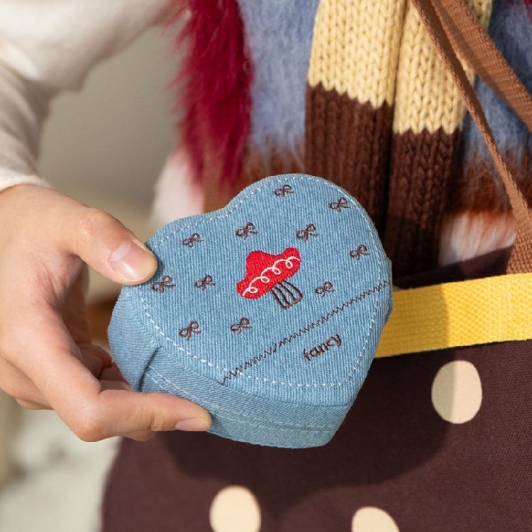 Heart Design Jewelry Organizers Denims Multi Compartment Storage Box For Earrings Necklaces Rings Travel Essential