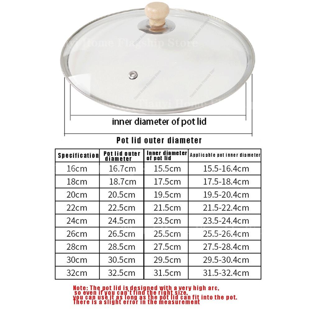 Tempered Glass Pot Lid Wooden Handle Rimmed Pan Lid Spill Shatter-Proof Round Chef Glass Cover for Versatile Home Cooking Pan