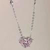 Korean Fashion Pink Crystal Heart Pendant Necklaces Women Girls Y2K Sparkling Rhinestone Fairy Clavicle Chain Jewelry Gifts