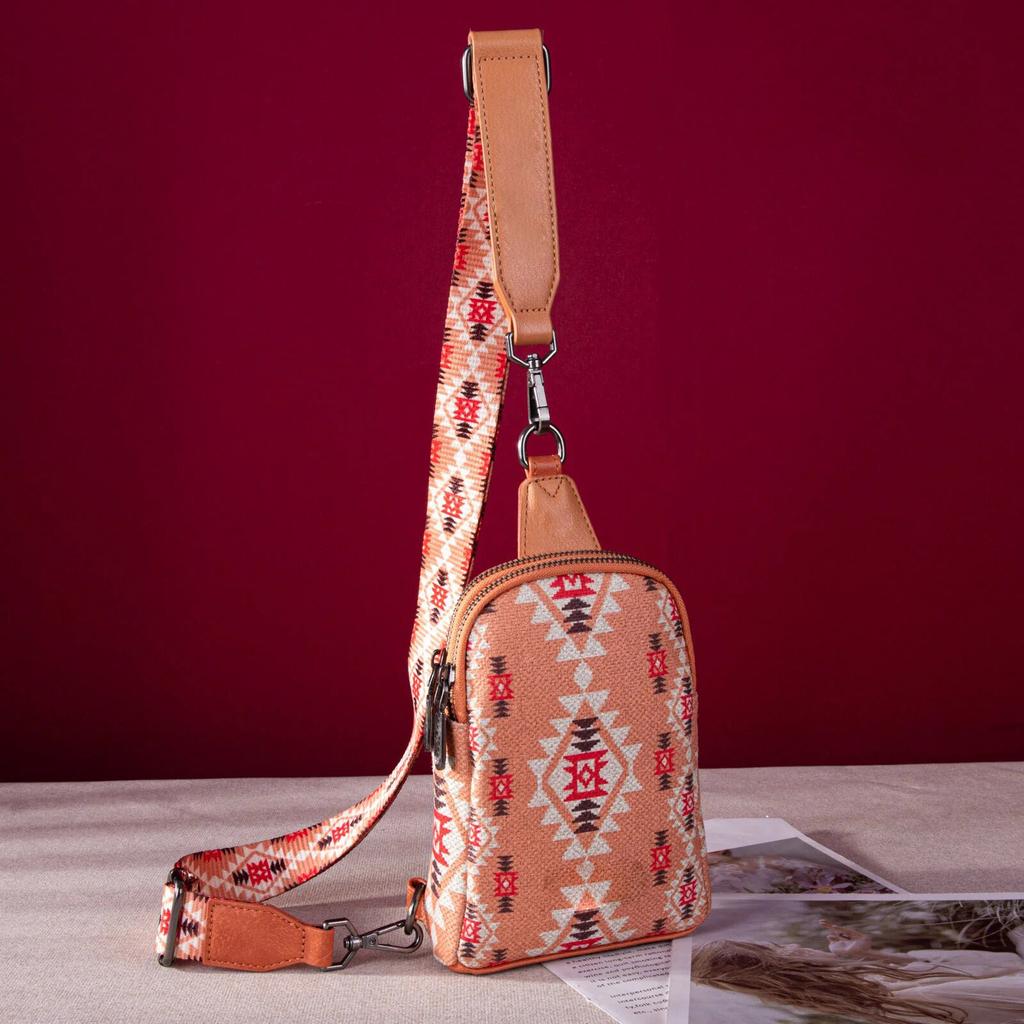 Vintage Canvas bedruckte böhmische Damen Clutch Brusttasche Umhängetasche