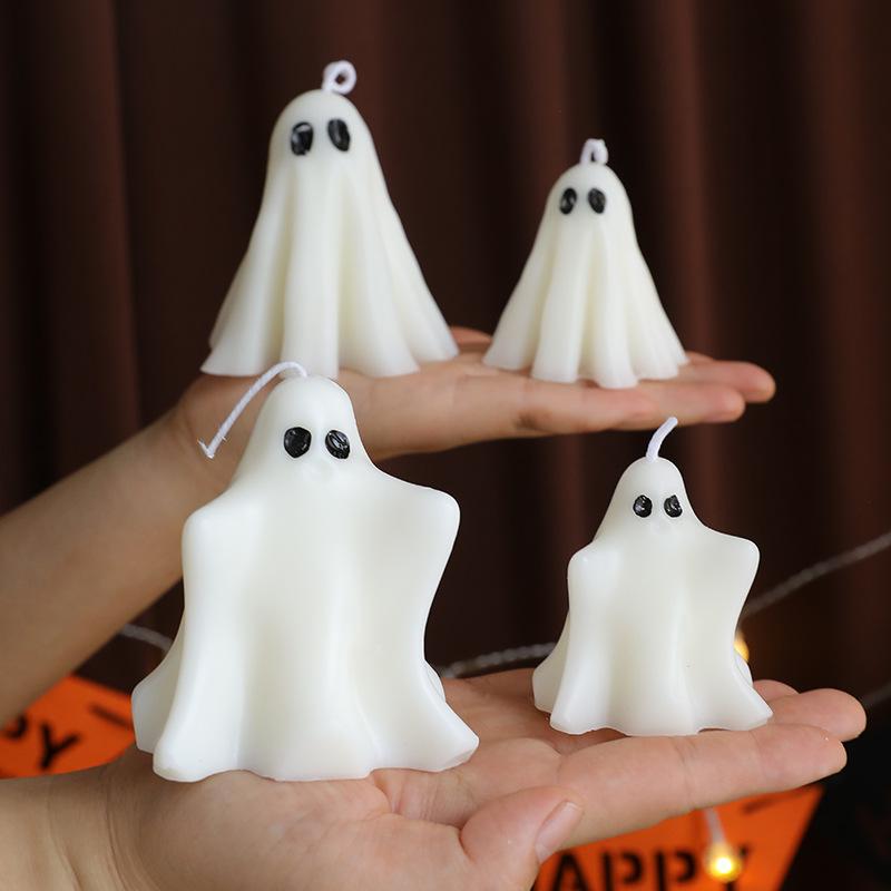 1/6 Pcs Halloween Ghost Candles Decor Spooky Goth Candle for Halloween Decorative Tabletop Cute Ghost Candle Set