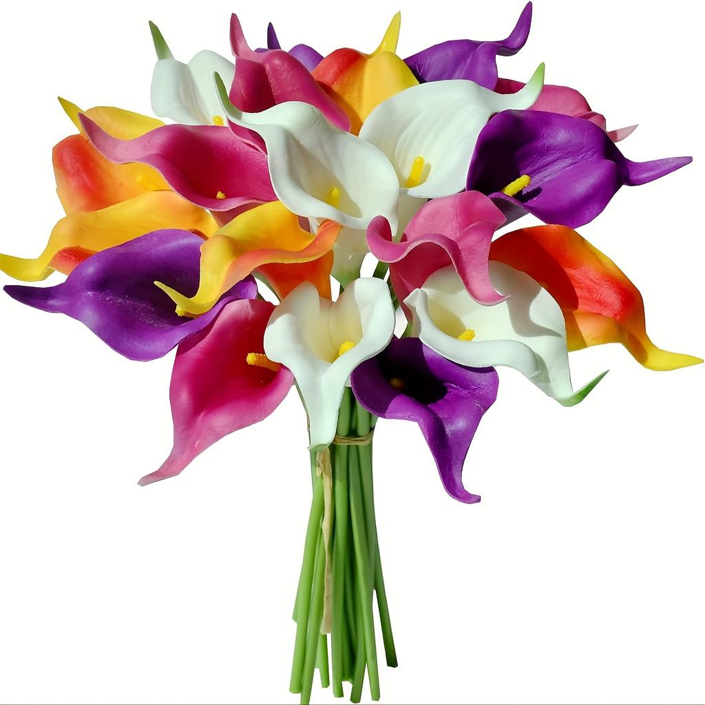 15-Pack Colorful Artificial Cara Lilies - Perfect for Mother's Day, Easter, Home & Wedding Decorations