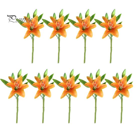 Real Touch Lilies 9 Pcs Artificial Lily Flowers for Easter Realistic White Decorative Fake Tiger Spring Wedding Table Centerpiece Home Decorations