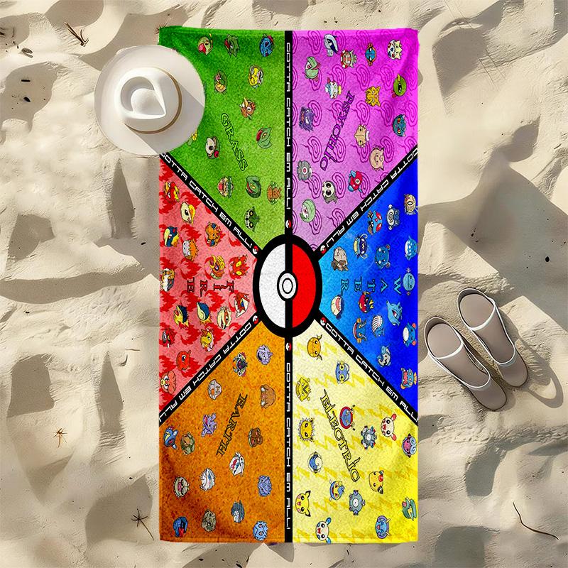 Pokemon Go Quick-drying, highly absorbent beach towel,suitable for the beach, pool, gym, and travel.Sports sweat towel Convenient and durable.