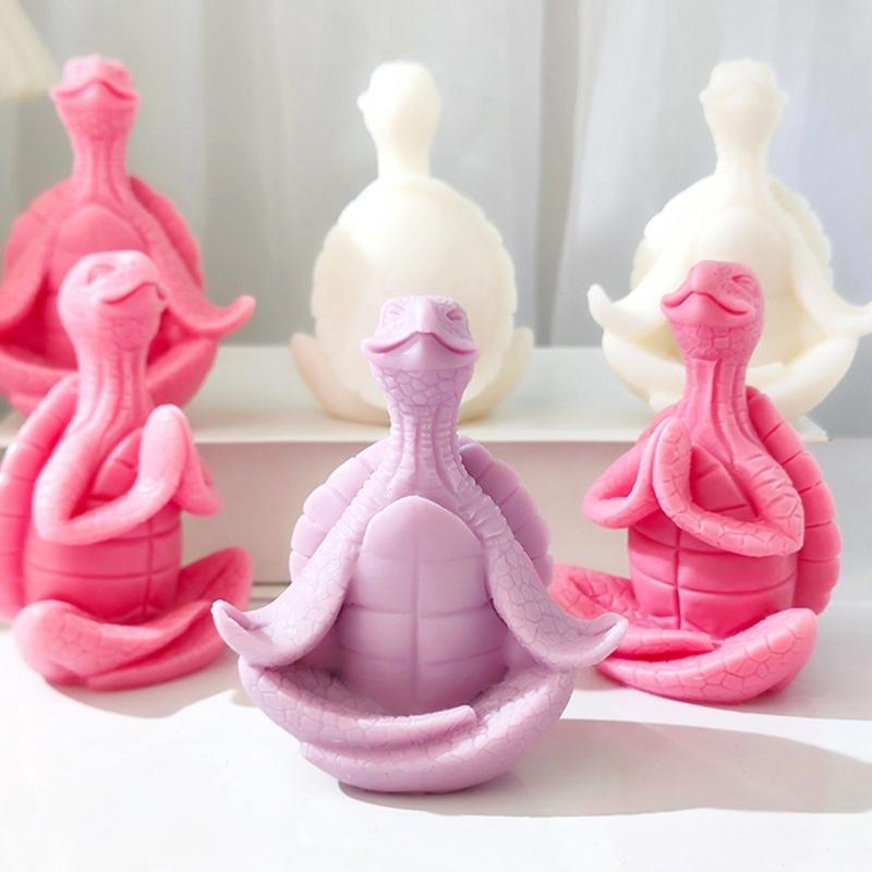 Flexible Silicone Mold Yoga Turtles Shaped Candle Molds Scented Aromatherapys Making Mould Handmade Ornament Mould