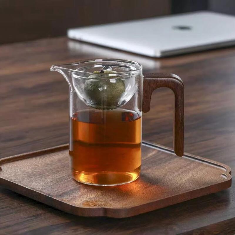 Jialang Heat-Resistant Glass Tea Server with Wooden Handle & Filter