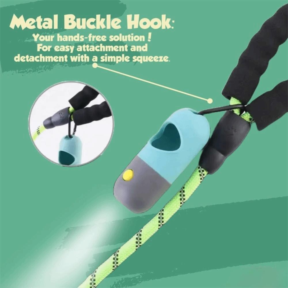 Tragbarer Kotbeutelhalter für Haustiere Metallkarabiner LED-Taschenlampe Spender Nachtspaziergänge
