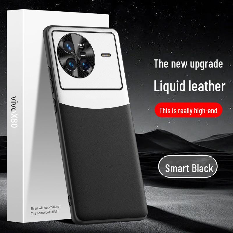 VivoX80 Handyhülle aus Flüssigleder - Sturzsicher, Schmutzabweisende Schutzhülle, Einteilig.