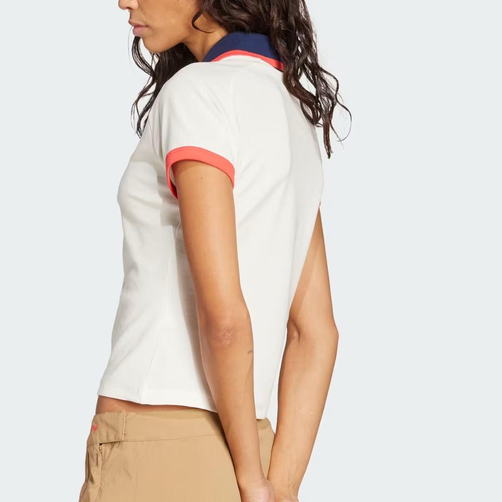 Adidas Originals Logo Slim Fit Polo Shirt Women tops Off-White JY3515