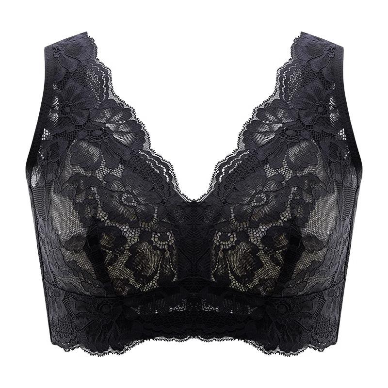 French lace beautiful back breathable underwear women's ultra-thin large breasts with small breasts, anti-sagging adjustment bra