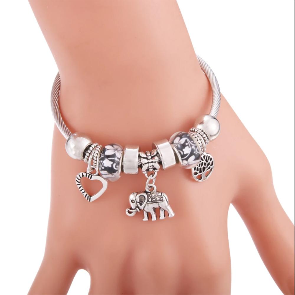 1PC Women's Fashion Pan Family Multi Element Beaded Elephant Key Bracelet Date Travel Banquet Party Holiday Dressing Gift