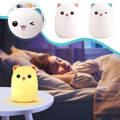 Nachtlicht für Kinder, Niedliches Silikon-Nachtlicht mit 3 Helligkeitsstufen, 7 Farben Wiederaufladbare Lampe für Schlafzimmer, Mädchen und Jungen, Kinderzimmer, Babygeschenke,