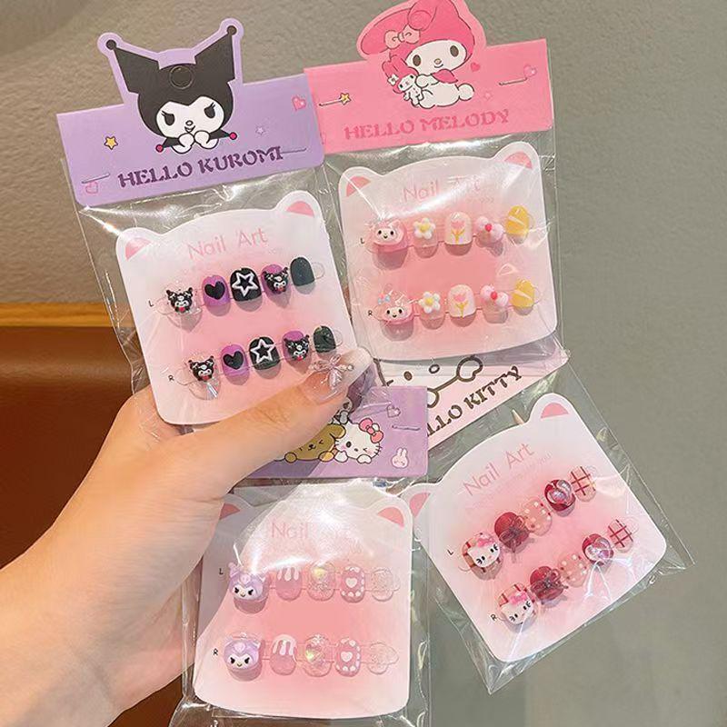 Cartoon Kids' Wearable Nail Tips - Cute Self-Adhesive Jelly Stickers for Girls