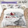 Stoffiges Teddy-Muster Bettwäsche-Steppdecken-Set Steppdeckenbezug Kissenbezug Heimdekoration Geburtstagsgeschenk (1 Bettbezug + 2 Kissenbezüge (ohne Füllung))