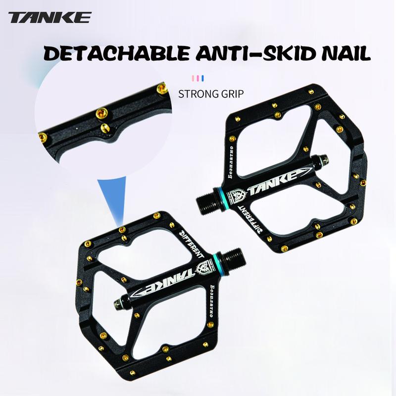 TANKE MTB Pedals Lightweight Aluminum Alloy Non-slip Bicycle Pedal (10 Non-Slip Pins/Side)with Grease&Bearing Bike pedal TP-50