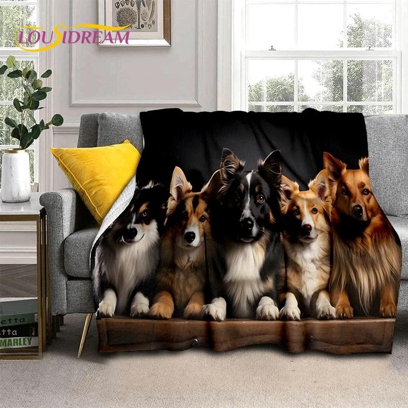 Cute Dog Samoye, Chihuahua, Husky, Koki Cartoon Soft Flannel Blanket for Beds Bedroom Sofa Picnic,Throw Blanket Outdoor Leisure