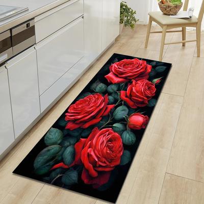 1 Stück Marmor Blumenmuster Fußmatte Modern Küche Polyester Teppich Rutschfest Bunt Innen Teppich, Für Zuhause Badezimmer Schlafzimmer Wohnzimmer Dekor