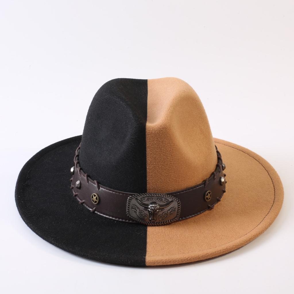 Popular European and American Classic Double-color Wide-brimmed Top Hat Men's and Women's Fashion OL Style Cowboy Hat Jazz Hat