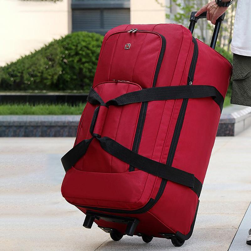 Wheel Bag Large-capacity Oxford Cloth Trolley Travel Bag for Men Women Going Out To Work Storage Folding Luggage Bag Checked Luggage Bag