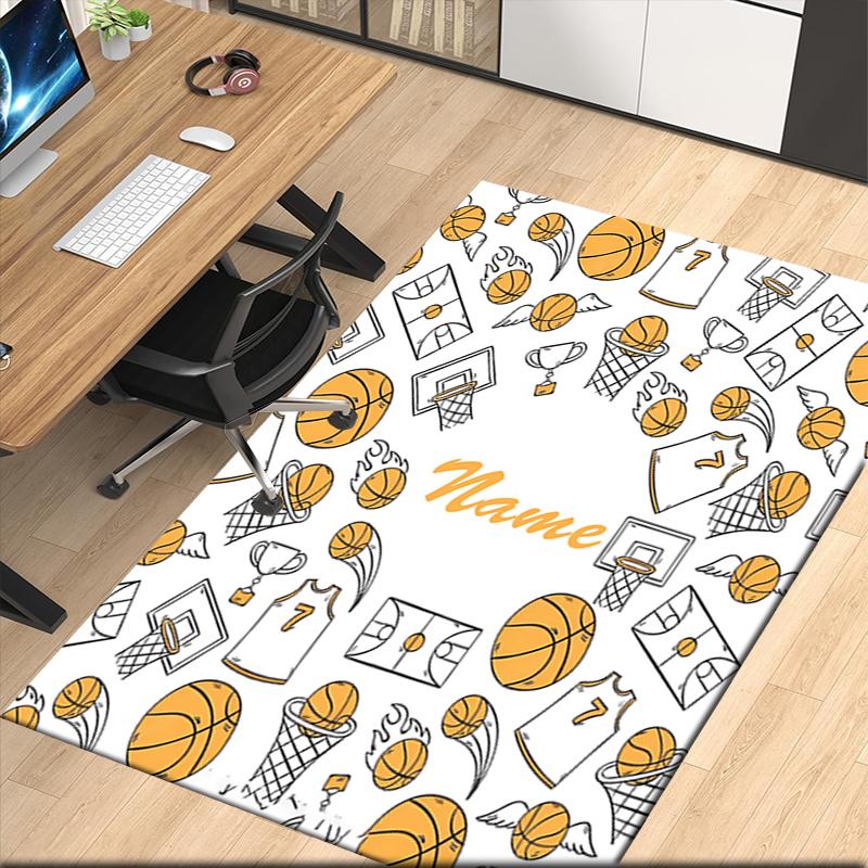 Custom Name Basketball Printed Carpet, for Office Chair Living Room Bedroom Kitchen Room Decor Gifts.