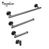 Stainless Steel Bathroom Accessories Hardware Set Towel Rack Toilet Roll Paper Holder Bar Hanger Hook Brushed Gunmetal Grey