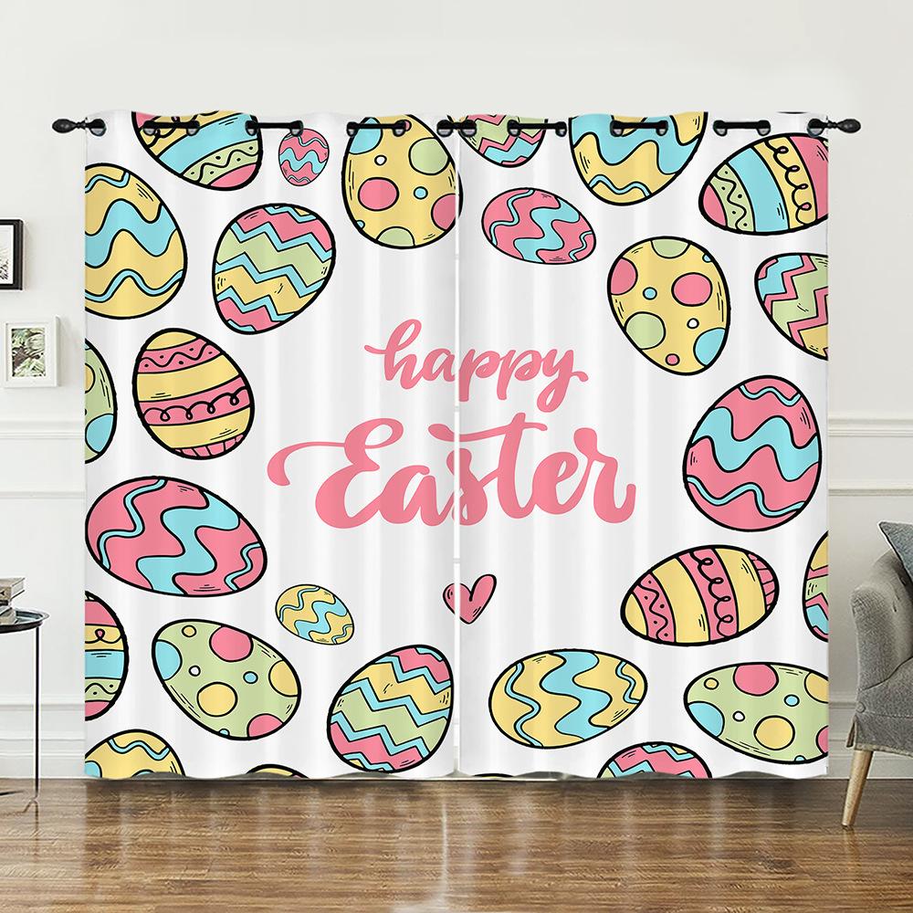 Curtains Animal Rabbit Egg Easter Curtain Digital Printing Blackout Curtain No Punching