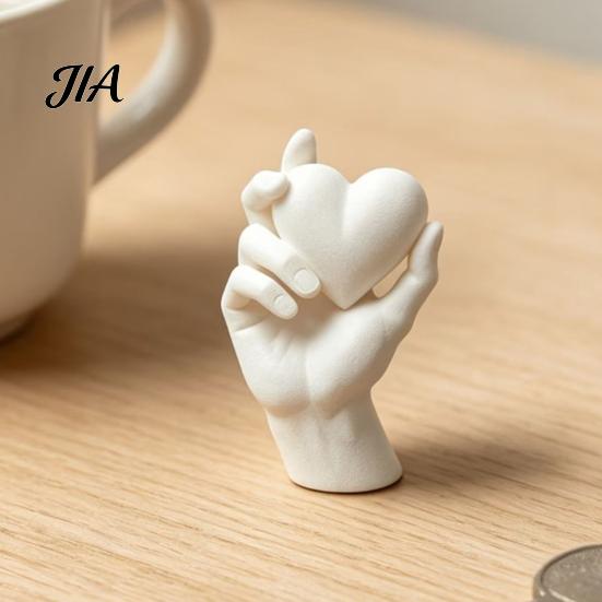 Minimalist Home Accents Hand Holding Heart 3D Printed Figurine, Modern Sculptural Desk Decor, Romantic PLA Sculpture for Gifts Accent Shelf Nightstand