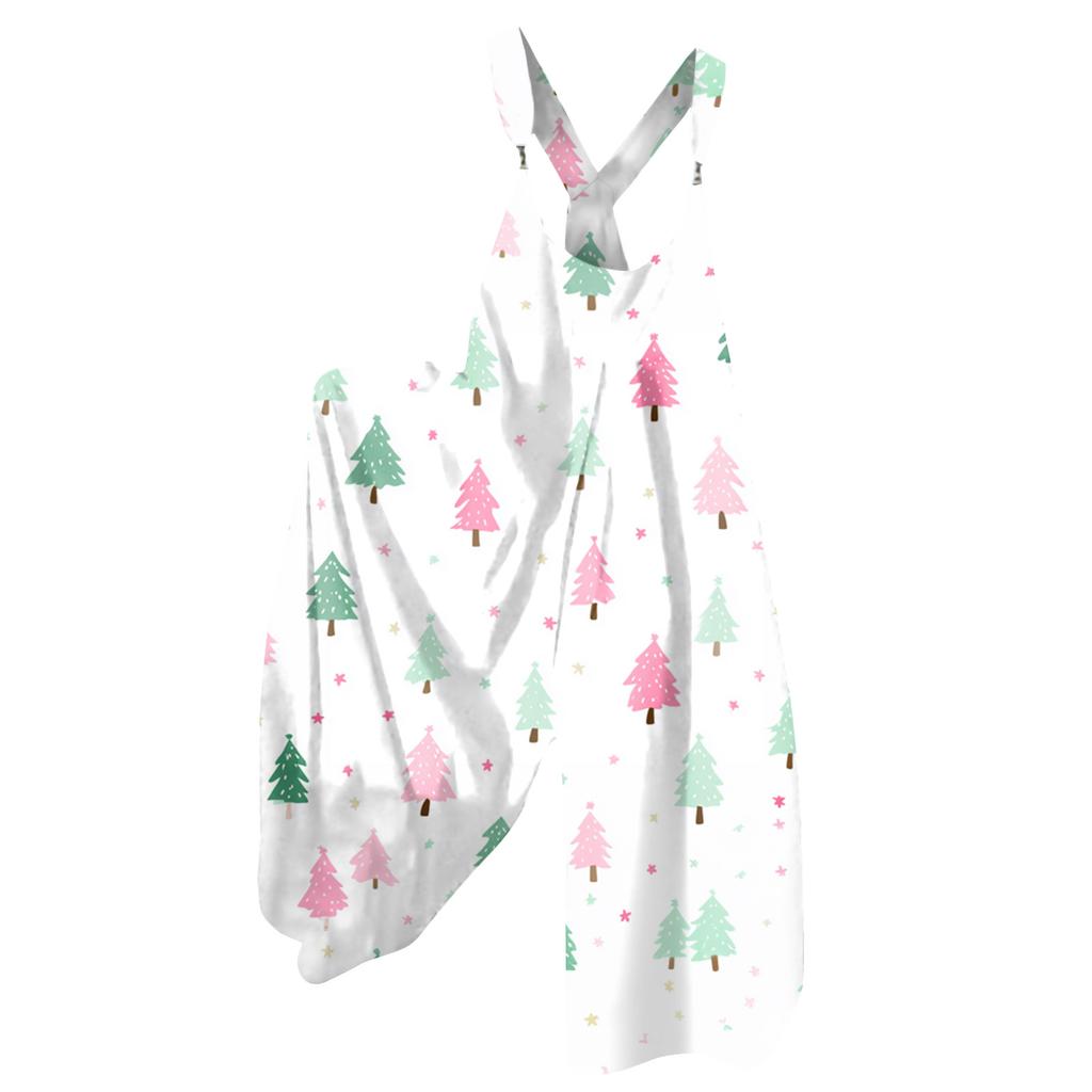 Women's Summer Overalls Floral Print Vintage Jumpsuit (Non-Adjustable Straps)