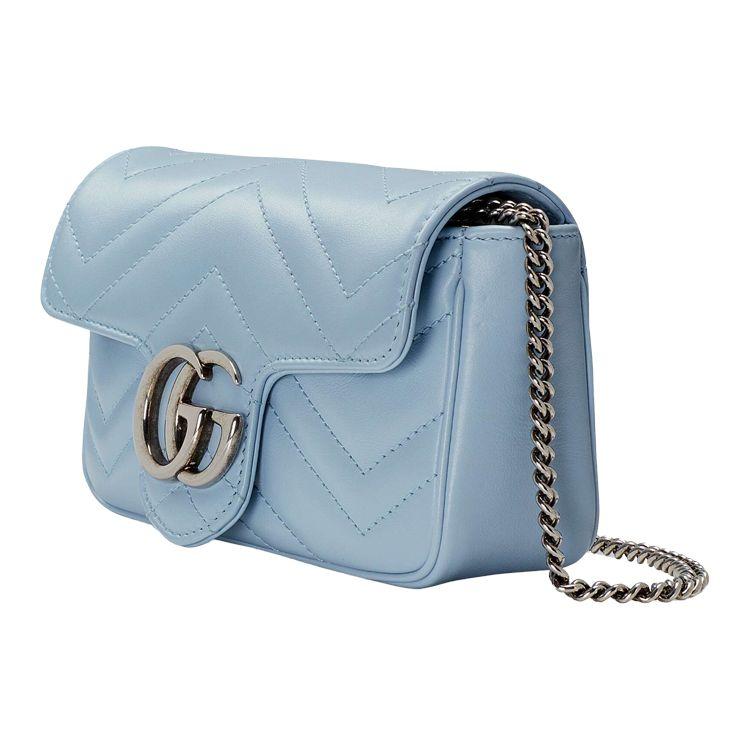 Gucci GG Marmont Borsa Super Mini Azzurro Pastello Donna Borse a Spalla 476433-DTDCP-4928