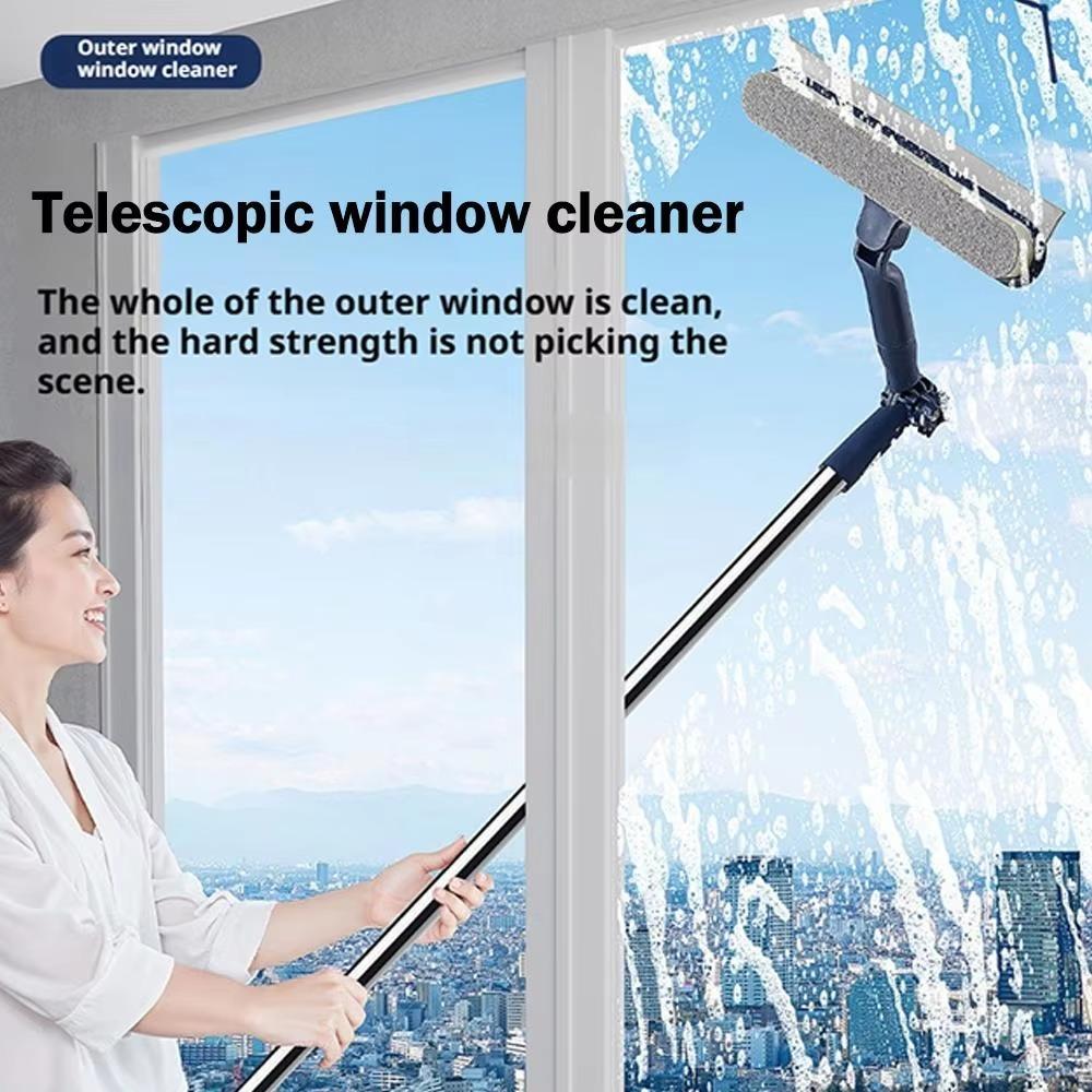 Adjustable Glass Cleaning Artifact Efficient Plastic High-rise Window Cleaner Labor-saving Design Broom Wiper Household Cleaning