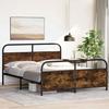 Metal Bed Frame Without Mattress Smoked Oak Finish 160 X 200 Cm