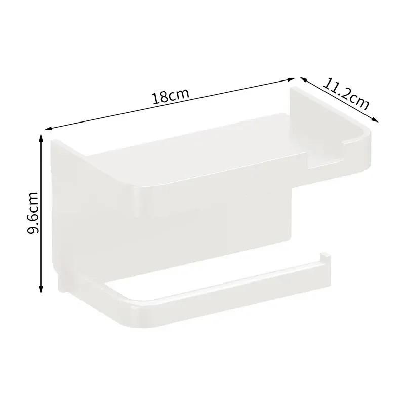 

Toilet Paper Holder Plastic Storage Rack Kitchen Towel Placement Of Seasoning Bottles Bathroom Wall Roll Of Paper Phone Storage+ білий