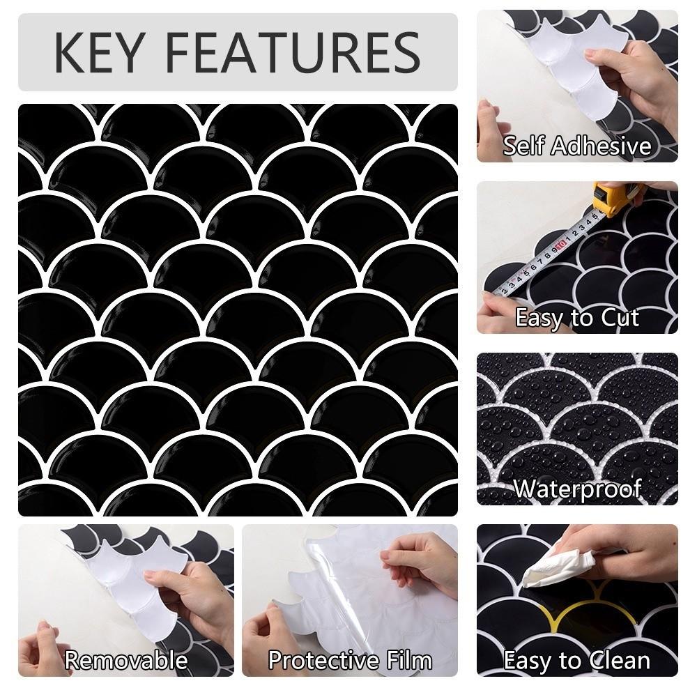 Selbstklebende 3D-Wandfliese PVC Wasserdichter Wandaufkleber Schimmelresistent Fischschuppen Küchenrückwand Für Küche Badezimmer