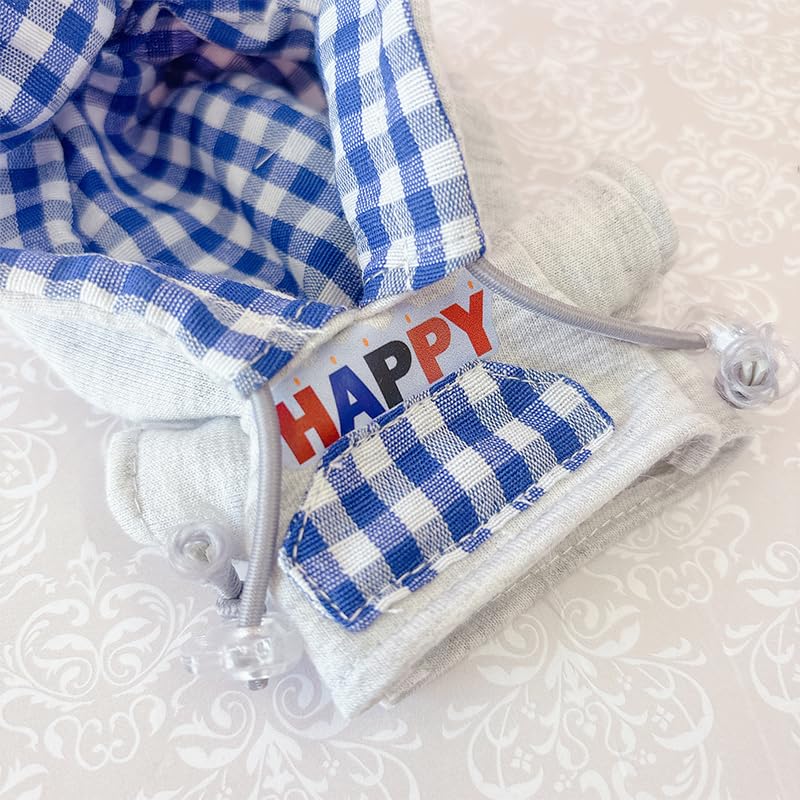 Plüschkleidung, Gingham-karierter Kapuzenpullover mit Katzenohren für 10 cm Plüschtiere, Grau, Oshikatsu-Artikel [Gebraucht]