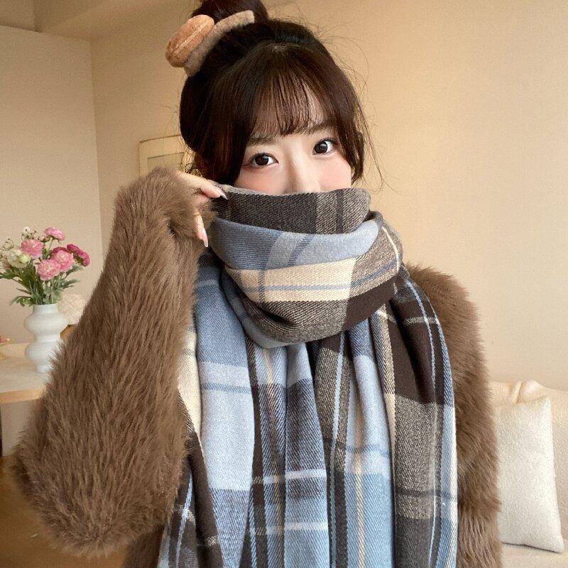 Imitation cashmere plaid scarf women's senior sense winter women's scarf students Christmas gift shawl style new