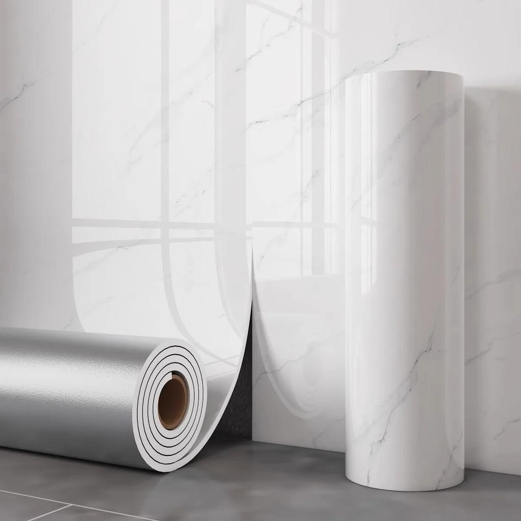 High Quality Thickened Self Adhesive Wallpapers Marble Texture PVC Oil-Proof Splash-proof Decor Cabinet Kitchen Wall Stickers