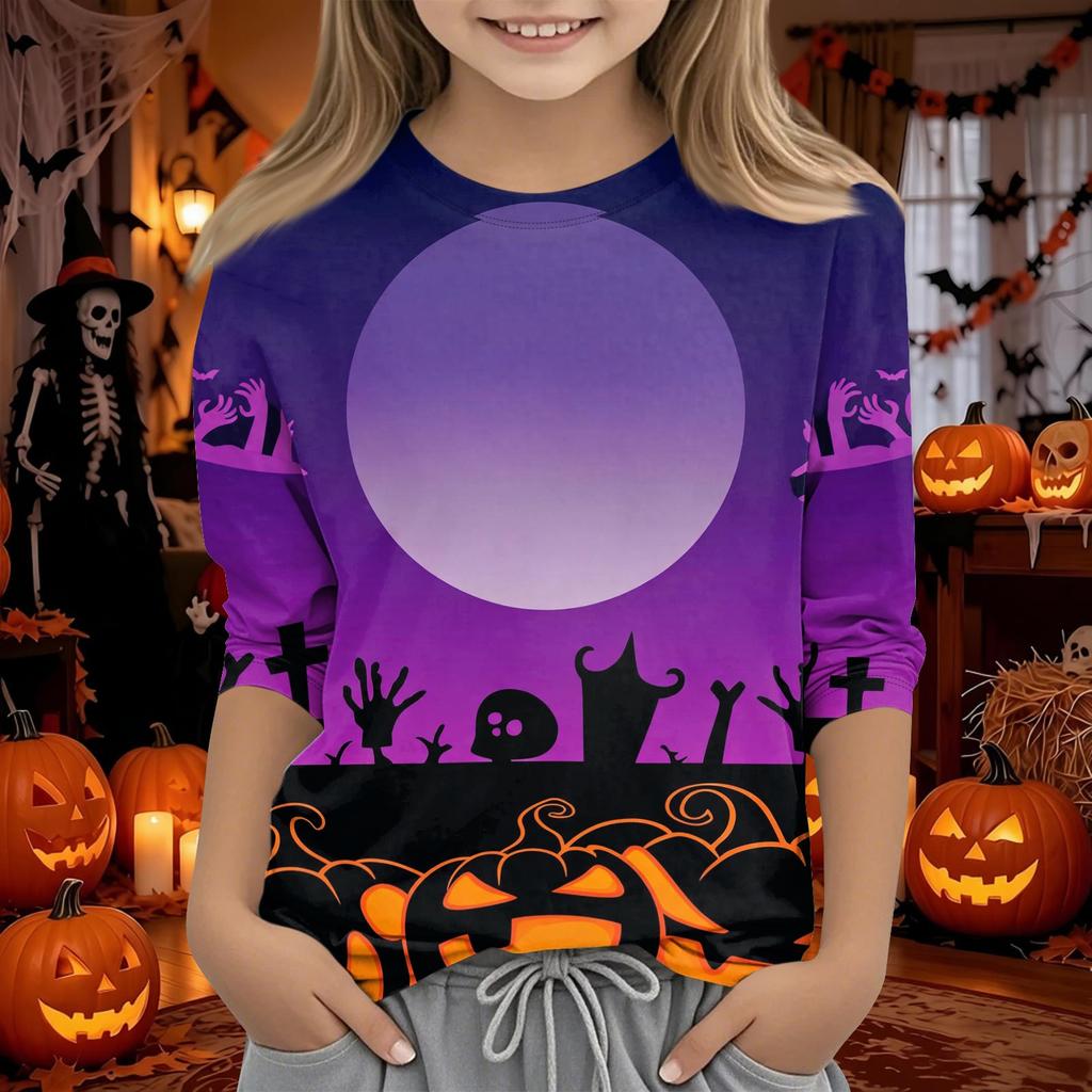 Kids Halloween 3/4 Sleeve T-Shirt for Boys and Girls