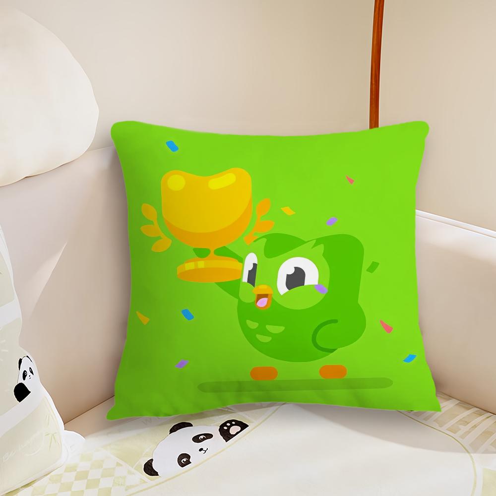 Cute Cartoon DDuolingo cushion cover Pillow Case Plush Fabric Soft Double Sided Print Sofa Cushion Cover Throw Pillow Covers