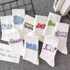 Trendy White Cotton Sports Socks for Couples - Mid-Calf, Autumn/Winter Men's Basketball Long Socks