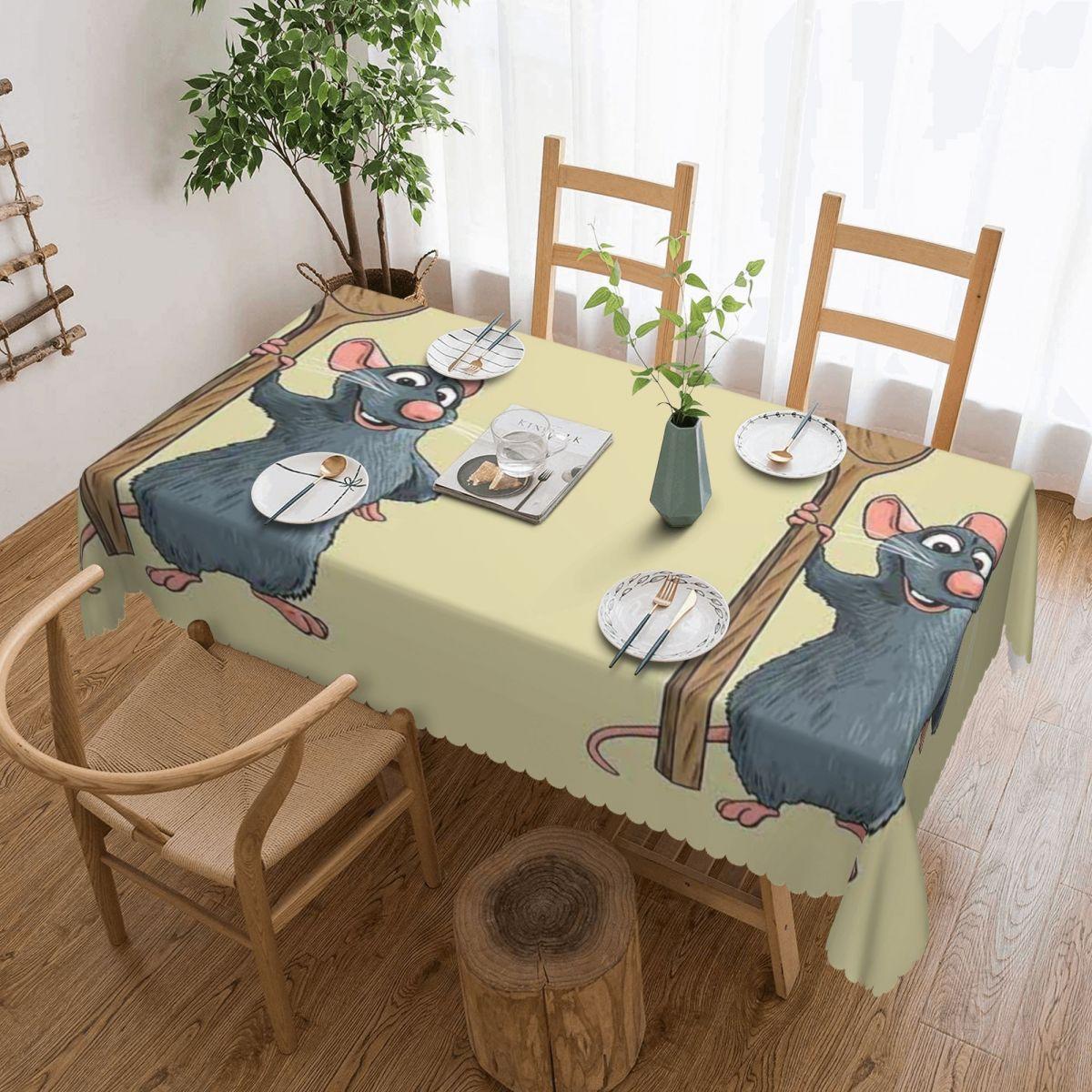 Remy Ratatouille Pack Benutzerdefinierte rechteckige Tischdecke Wasserdichte Tischabdeckung für Essensveranstaltungen Tischdecke 137x183cm