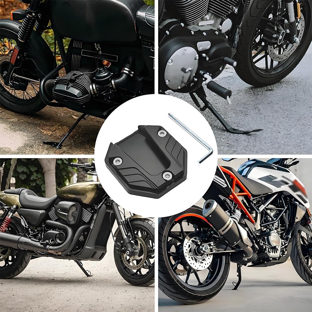 YUHENGCT Motorcycle Side Stand Plate Universal Alloy Stand Plate Anti-Slip Extension Foot Brace Kickstand