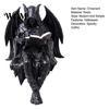Sensenmann Statue Halloween Lesen Buch Skelett Figur, Gruselige Teufel Harz Skulptur, Gothic Dekoration Schwarzer Umhang für Zuhause Büro Bücherregal